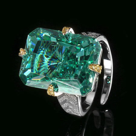 ZIRAVE Jewelry Simulation Para Green Square Diamond Ring
