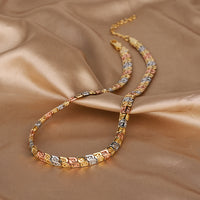 ZIRAVE Jewelry Tri-Color Byzantine Chain Necklace