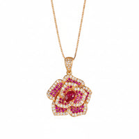 ZIRAVE jewelry simulation red corundum rose light  Pendant with Chain