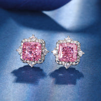 ZIRAVE Jewelry Luxury Ice-Cut Faux Pink SapphireEarrings