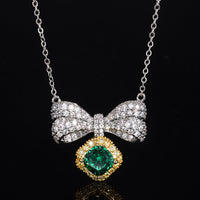 ZIRAVE Jewelry Bowknot Cushion Gemstone Nicklace