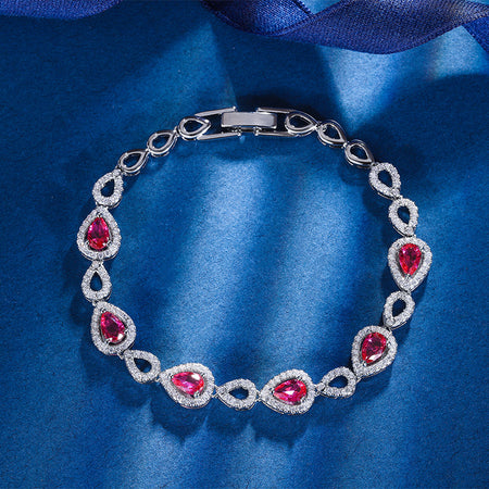 ZIRAVE Jewelry Vintage Colored Gemstone Teardrop Bracelet (3Color)