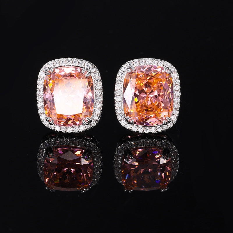 ZIRAVE Jewelry Vintage Simulated Morganite Cushion Halo Earrings