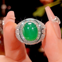 ZIRAVE Jewelry Imitation Blue Spinel Cabochon Fluorescent Vintage Ring