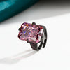 ZIRAVE Jewelry Parra Green Square Diamond Black Gold Ring