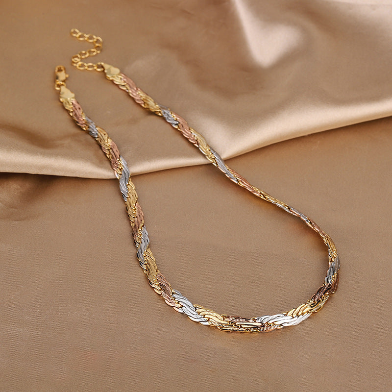 ZIRAVE Jewelry ri-color Braided Twist Chain Necklace