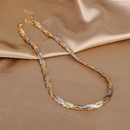 ZIRAVE Jewelry ri-color Braided Twist Chain Necklace