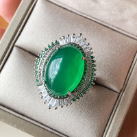 ZIRAVE Jewelry Cabochon Green Agate Simulant Ring