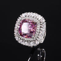 ZIRAVE Jewelry  Cushion-Cut Pink Diamond Double Halo Ring