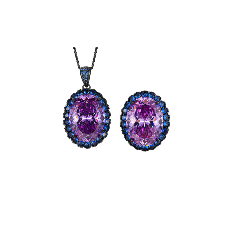 ZIRAVE jewelry simulation blue spinel premium egg-shaped set