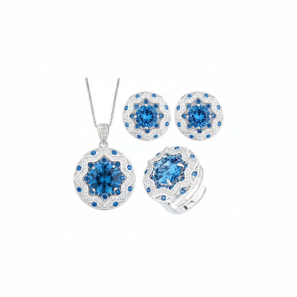 ZIRAVE jewelry simulation blue spinel round light luxury suit women