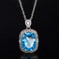 ZIRAVE Jewelry Simulation Aquamarine White Plated Blue Necklace