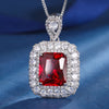 ZIRAVE Jewelry  3-Color Cushion-Cut Gemstone Double Halo Jewelry Necklace