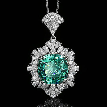 ZIRAVE Jewelry Faux Paraiba Green Fashion Pendant Necklace