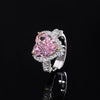 ZIRAVE Jewelry Heart-Shaped Faux Color Gem Halo Ring (Multi-Colors Available)