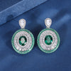 ZIRAVE Jewelry Vintage Simulated Emerald Multi-Halo Earrings