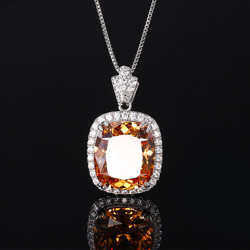 ZIRAVE Jewelry  Vintage Simulated Citrine Cushion Jewelry Set (Pendant + Ring + Earrings)