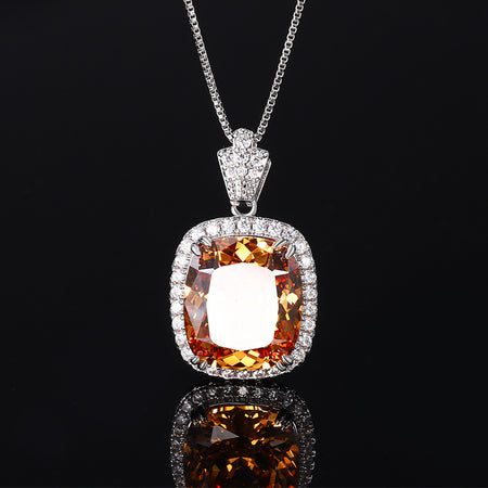 ZIRAVE Jewelry  Vintage Simulated Citrine Cushion Nicklace