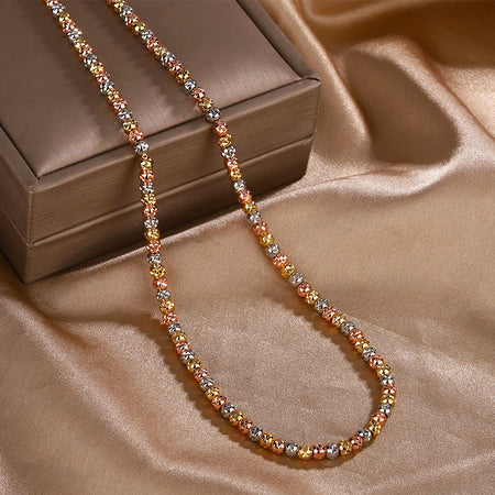 ZIRAVEJewelry Tri-Color Copper Gold Plated Faceted Laser Bead Adjustable  Set