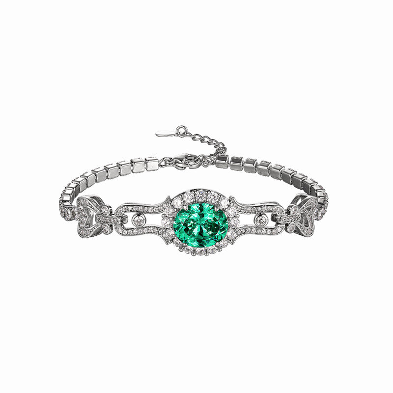 ZIRAVE Jewelry Vintage Royal Oval Gemstone Halo Bracelet