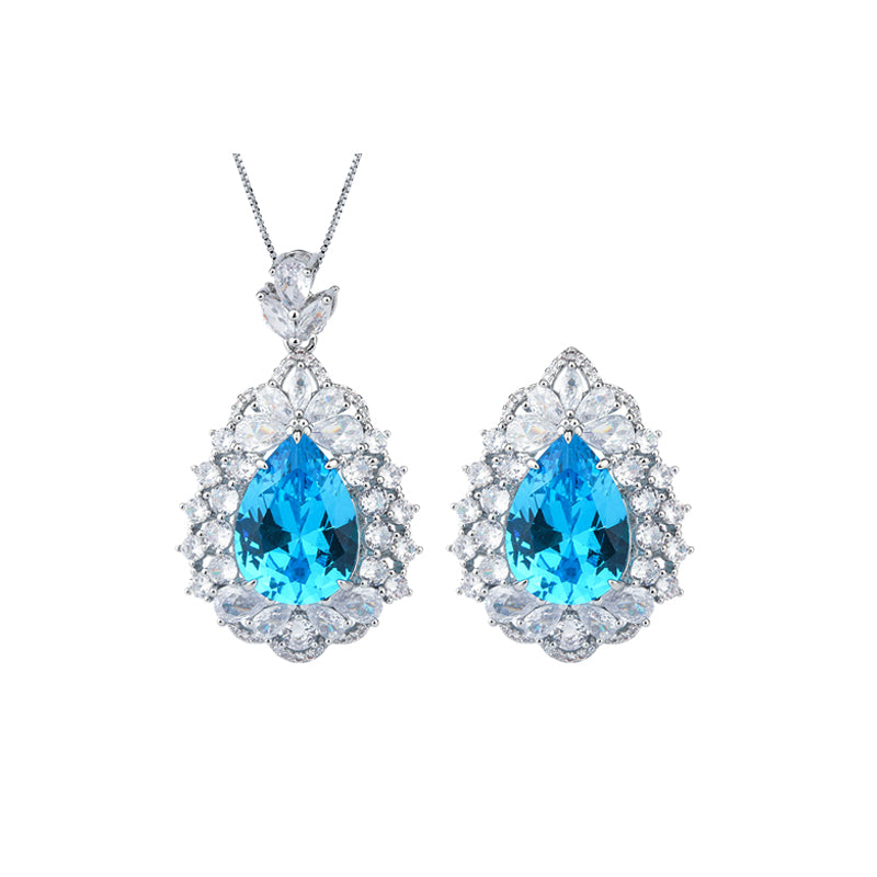 ZIRAVE Jewelry Teardrop Faux Gem Halo Jewelry Set