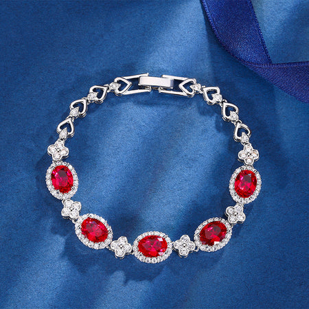 ZIRAVE Jewerly Vintage Simulated Gemstone Heart & Clover Bracelet