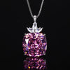 ZIRAVE Jewelry Princess-Cut Faux Gem Crown Pendant Necklace (Multi-Colors Available)