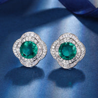ZIRAVE Jewelry Emerald-Style Clover Halo Earrings