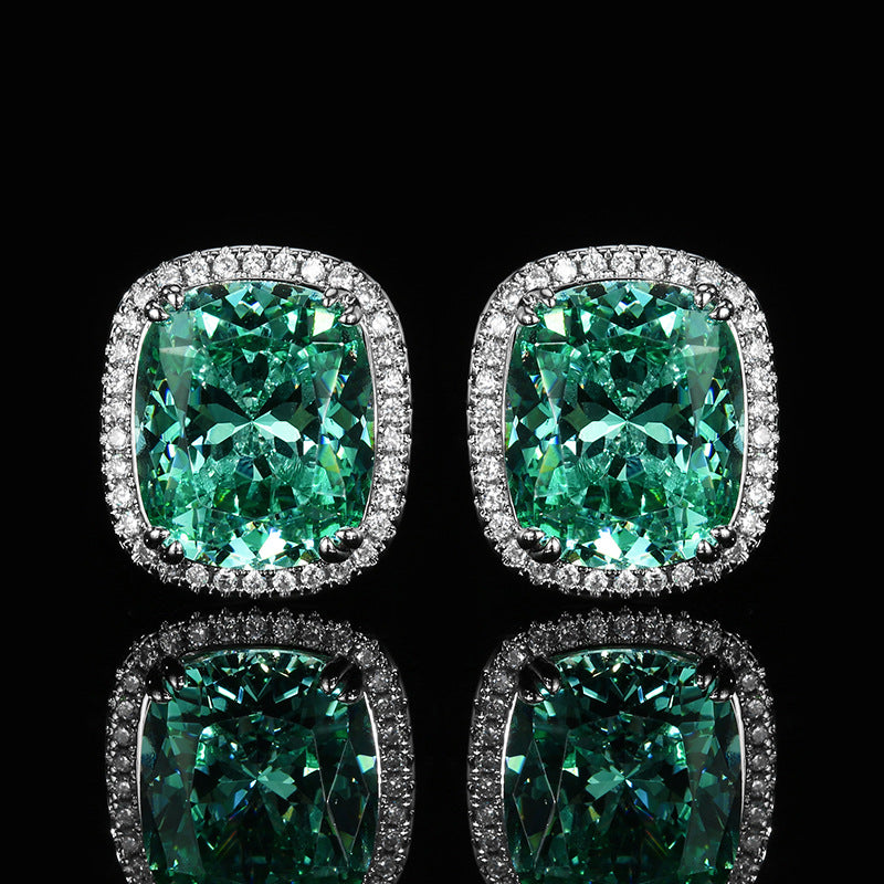 ZIRAVE Jewelry Copper-Based Gold-Plated Imitation Paraiba Green Minimalist Earrings