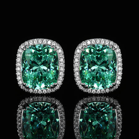 ZIRAVE Jewelry Copper-Based Gold-Plated Imitation Paraiba Green Minimalist Earrings