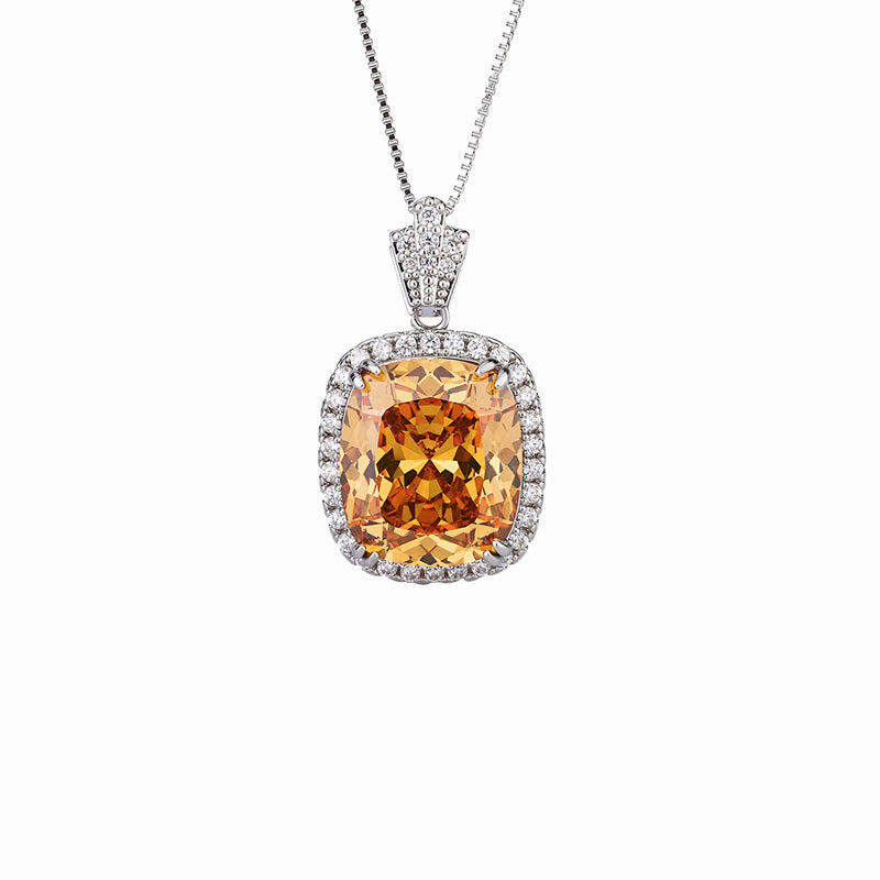 ZIRAVE Jewelry  Vintage Simulated Citrine Cushion Nicklace