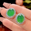 ZIRAVE Jewelry Vintage Gemstone Halo Chalcedony Earrings