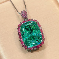 Zirave Jewelry Vintage Simulated Paraiba Cushion Jewelry Set (Pendant + Ring + Earrings)