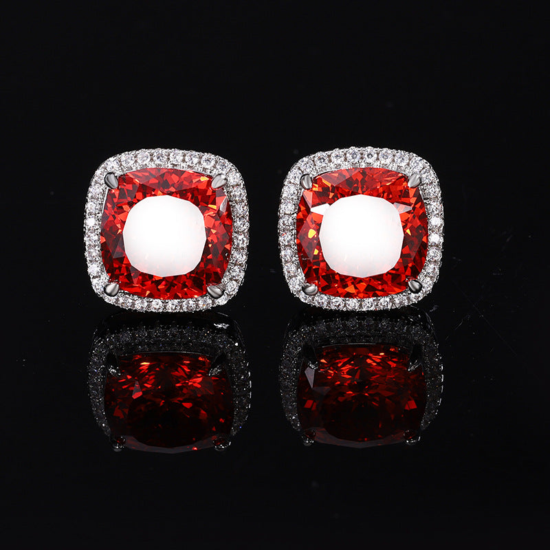 ZIRAVE Jewelry  Cushion-Cut Simulated Orange Sapphire Earrings