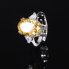 ZIRAVE Jewelry Two-Tone Accented Oval Gemstone Adjustable Ring, 4 Colors Available