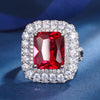 ZIRAVE Jewelry  3-Color Cushion-Cut Gemstone Double Halo Jewelry Set (Necklace + Ring + Earrings)