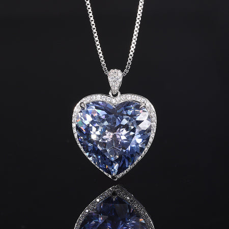 ZIRAVE Jewelry Titanic Heart of the Ocean Heart-Shaped Gemstone Necklace