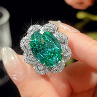 ZIRAVE JewelryVintage Simulated Paraiba Floral Halo Ring