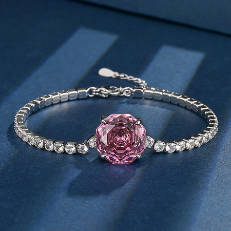 ZIRAVE Jewelry Rose Cut 14mm Big Gemstone Tennis Bracelet