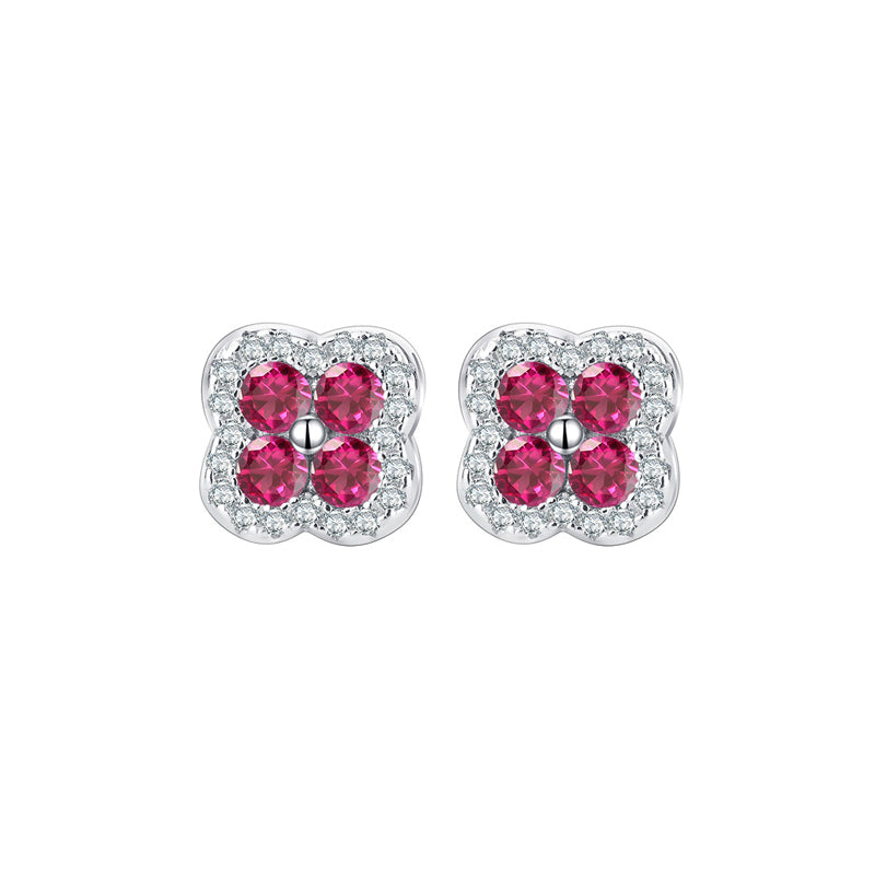 ZIRAVE Jewelry Four-Leaf Clover Simulated Gemstone Stud Earrings