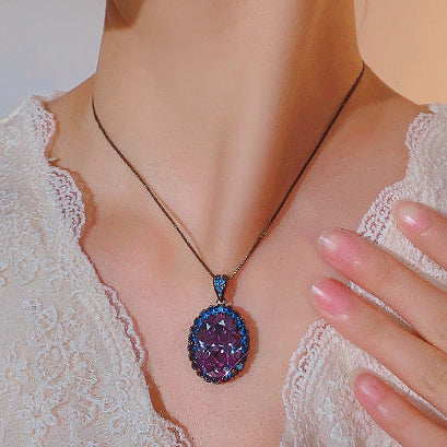 ZIRAVE jewelry simulation blue spinel premium egg-shaped set
