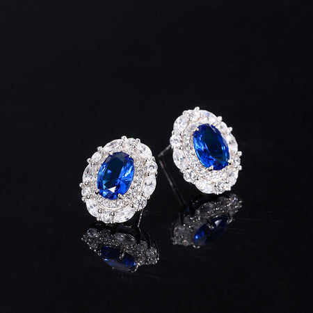 ZIRAVE Jewelry Vintage Imitation Blue Spinel Minimalist Style Earrings