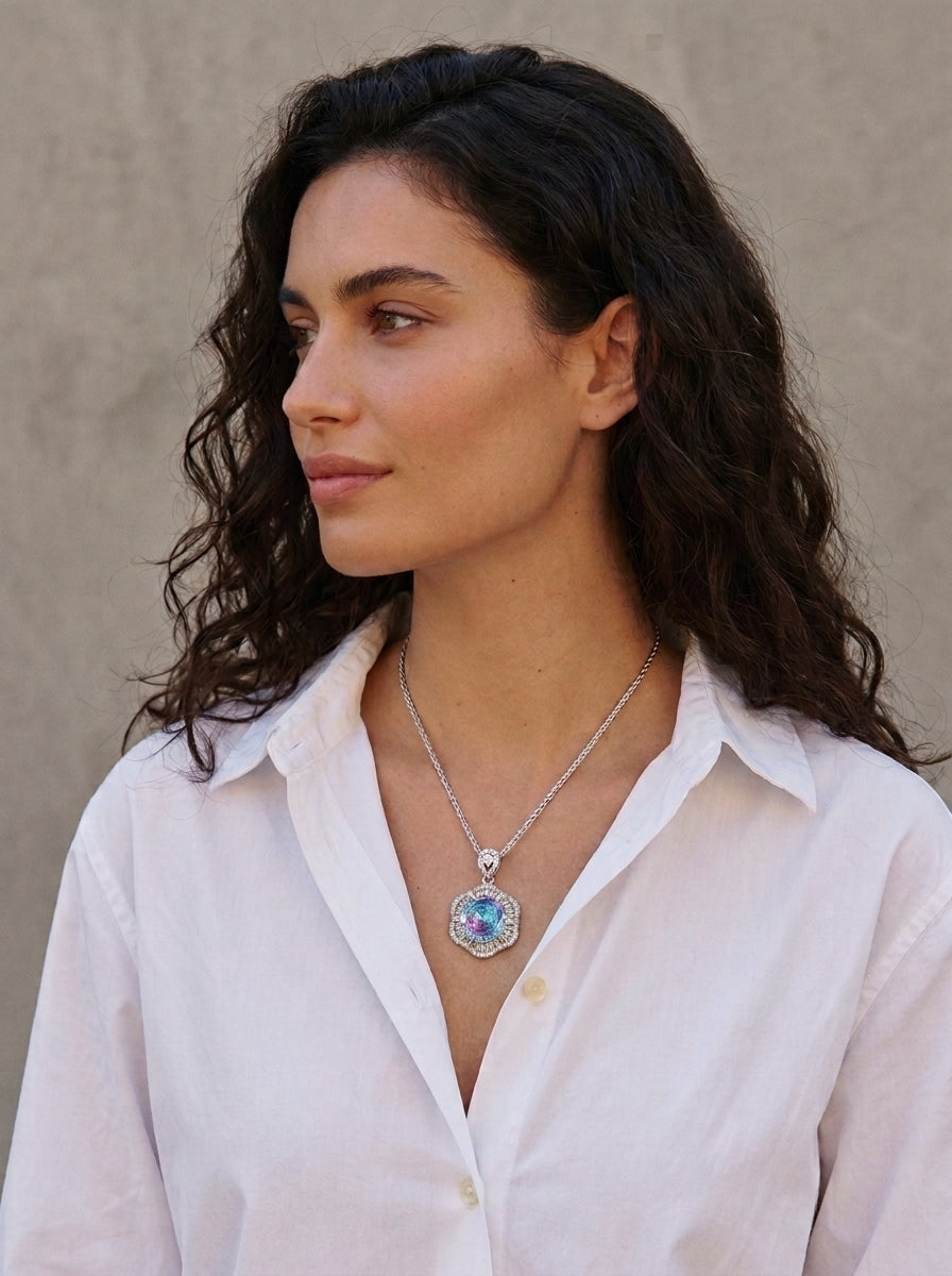 ZIRAVE Jewelry Rose Cut Paraiba Green Gemstone Jewelry Set