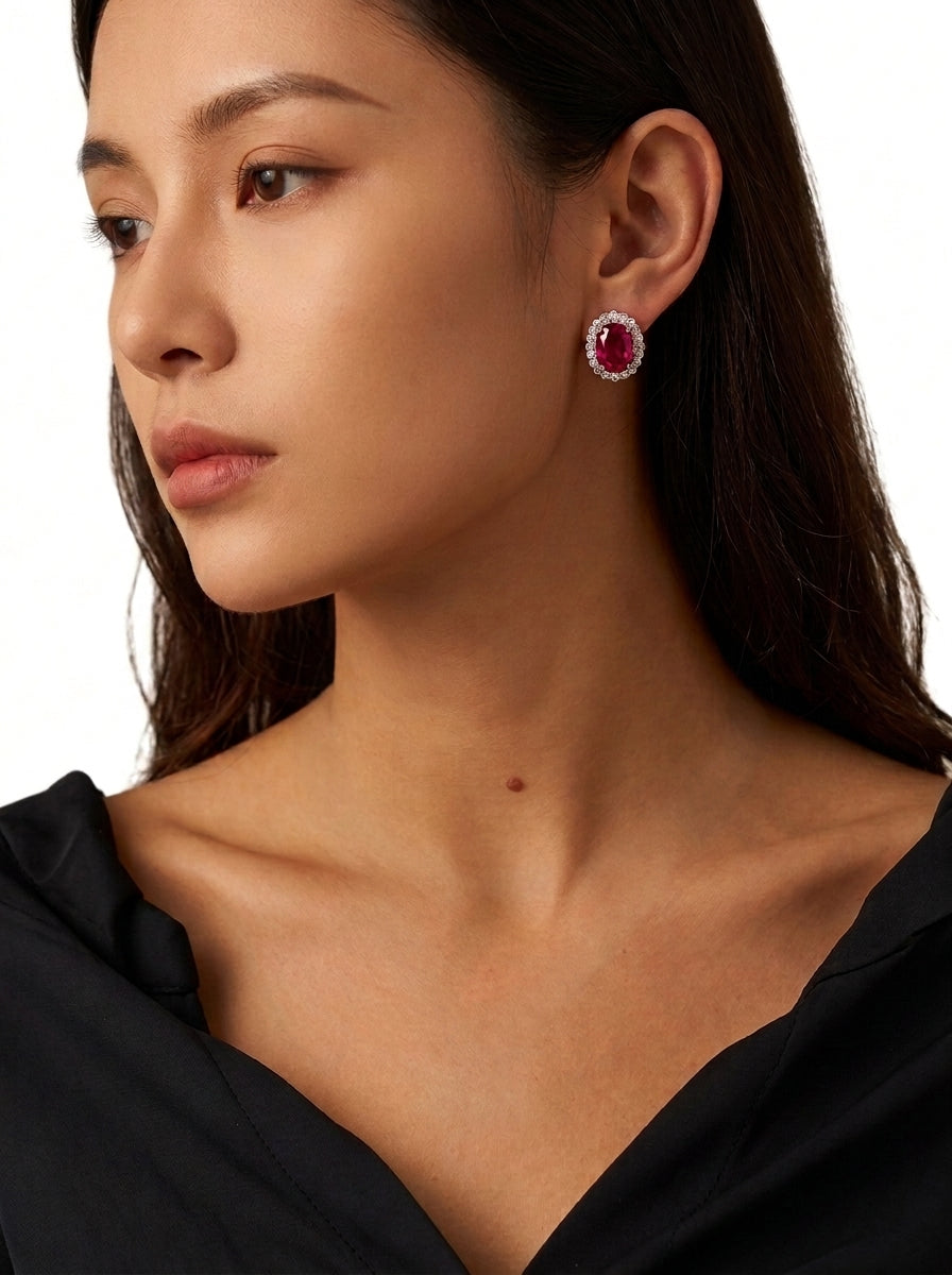 ZIRAVE Jewelry Vintage Gemstone Halo Chalcedony Earrings