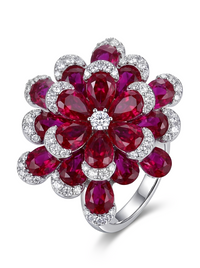 ZIRAVE Jewelry Imitation Ruby Eternal Flower High-end Luxury Gift Ring