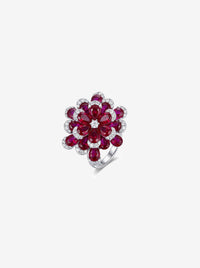 ZIRAVE Jewelry Imitation Ruby Eternal Flower High-end Luxury Gift Ring