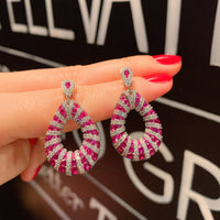 ZIRAVE Jewelry Simulation Pigeon Blood Red Sapphire  Earrings