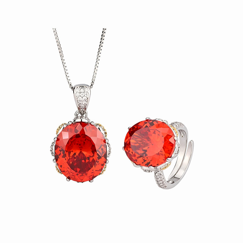 ZIRAVE Jewelry  Vintage Simulated Gemstone Oval Jewelry Set 3Color