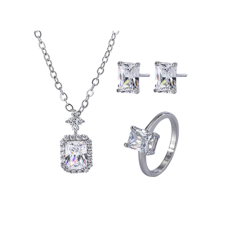 ZIRAVE Jewelry  Princess-Cut Simulated Diamond Minimalist 3-Piece Jewelry Set