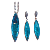 ZIRAVE Jewelry  Marquise-Cut Simulated Paraiba Gemstone Pendant & Earring Set